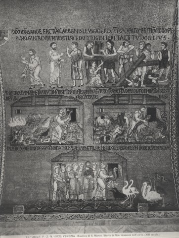 Alinari, Fratelli — Venezia - Basilica di S. Marco. Storia di Noè, musaico nell'atrio. (XIII secolo.) — particolare